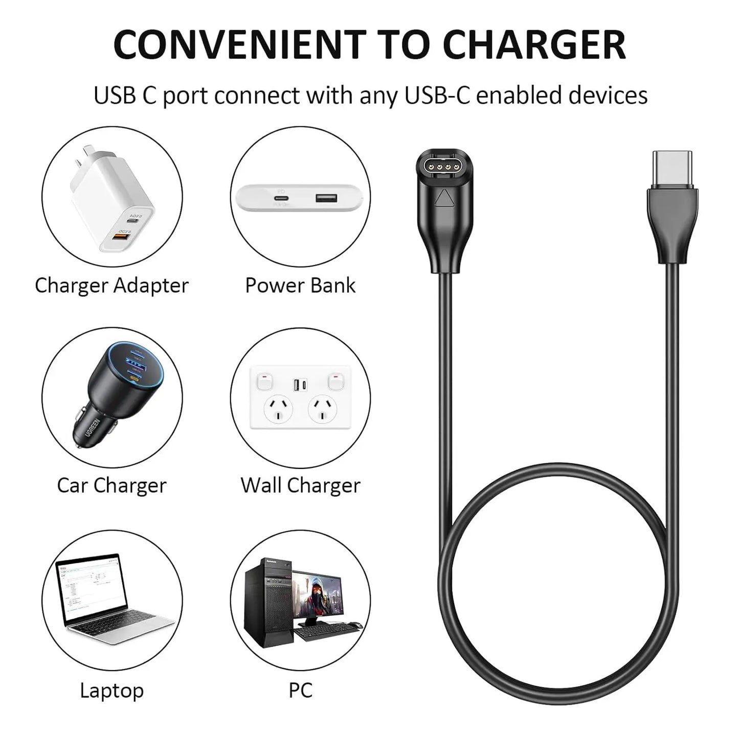 Garmin Charger Cable - USB-C – Angled Magnetic Connector (1m) My Store