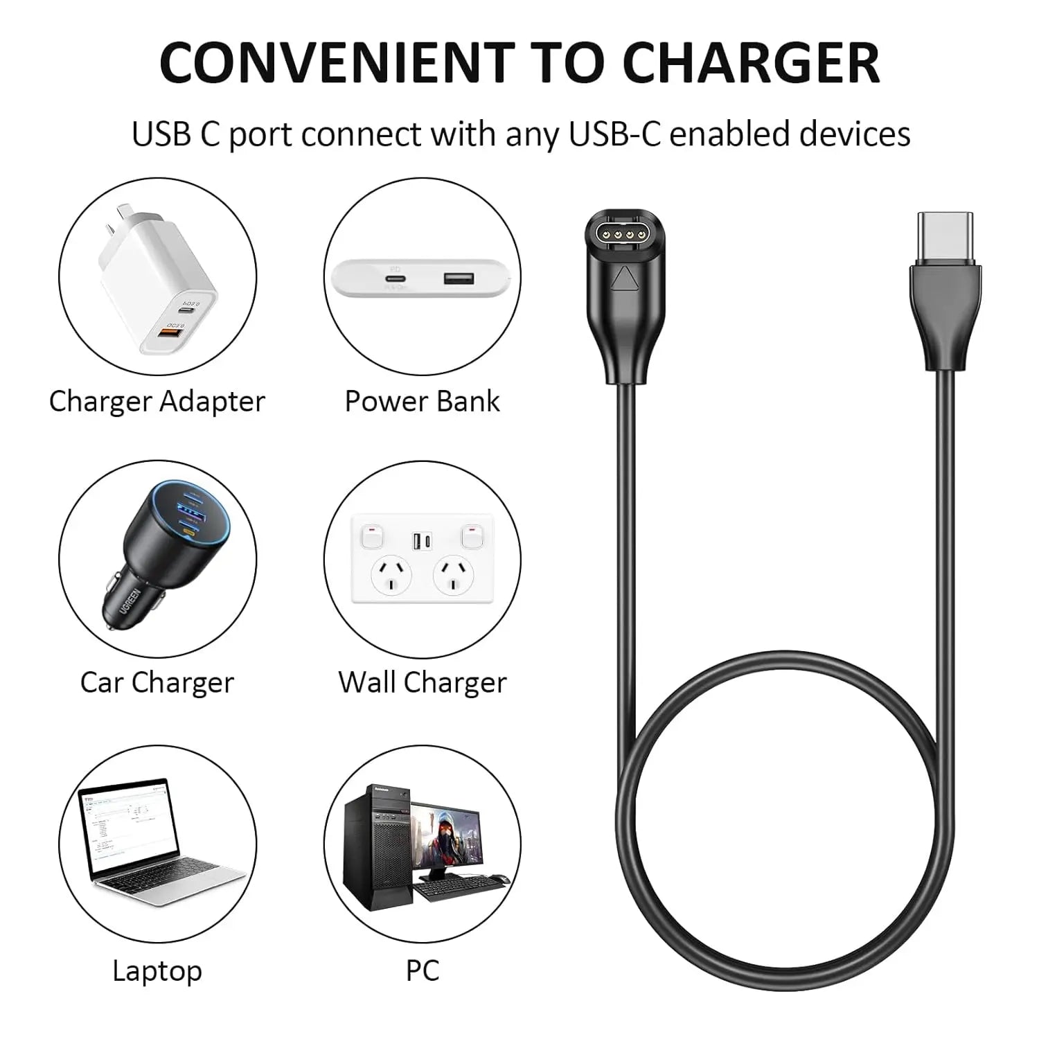 Garmin Charger Cable - USB-C – Angled Magnetic Connector (1m) My Store