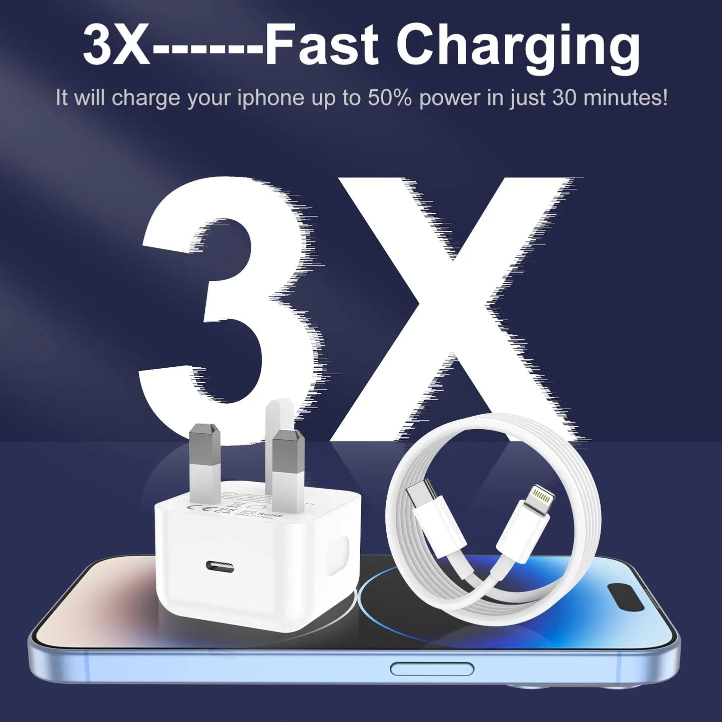 [2-Pack] Fast iPhone Charger - MFi Certified Voltix IE