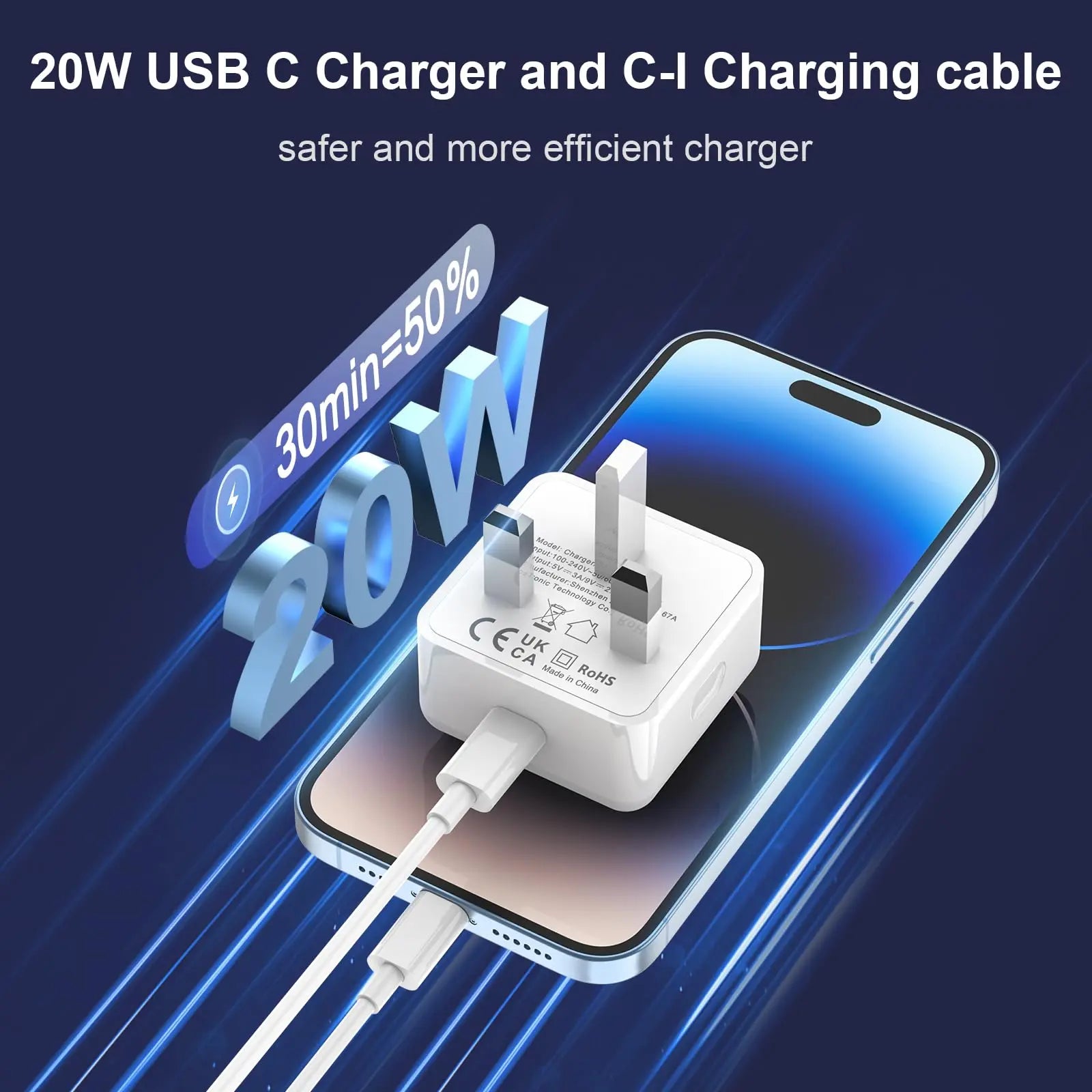[2-Pack] Fast iPhone Charger - MFi Certified Voltix IE