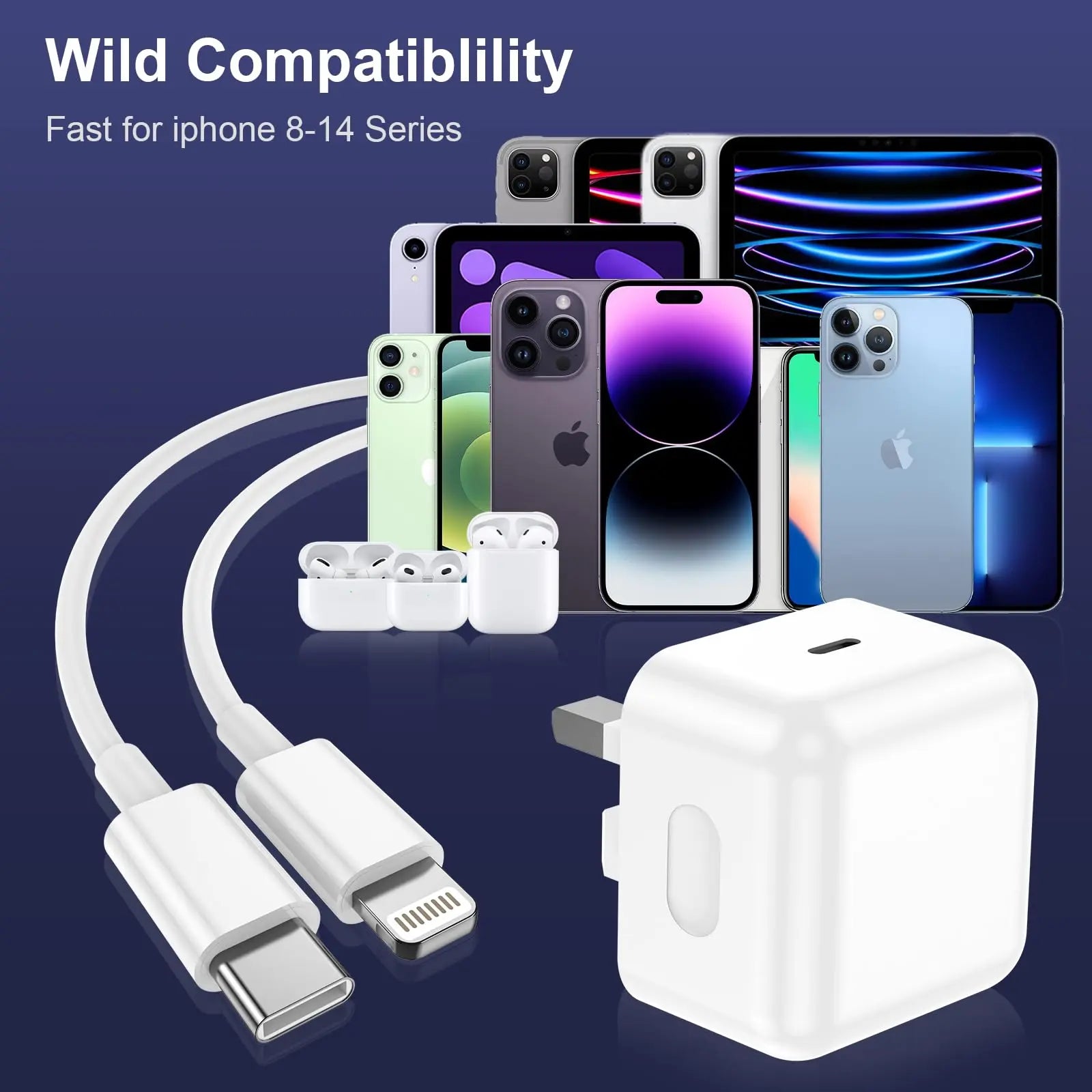 [2-Pack] Fast iPhone Charger - MFi Certified Voltix IE